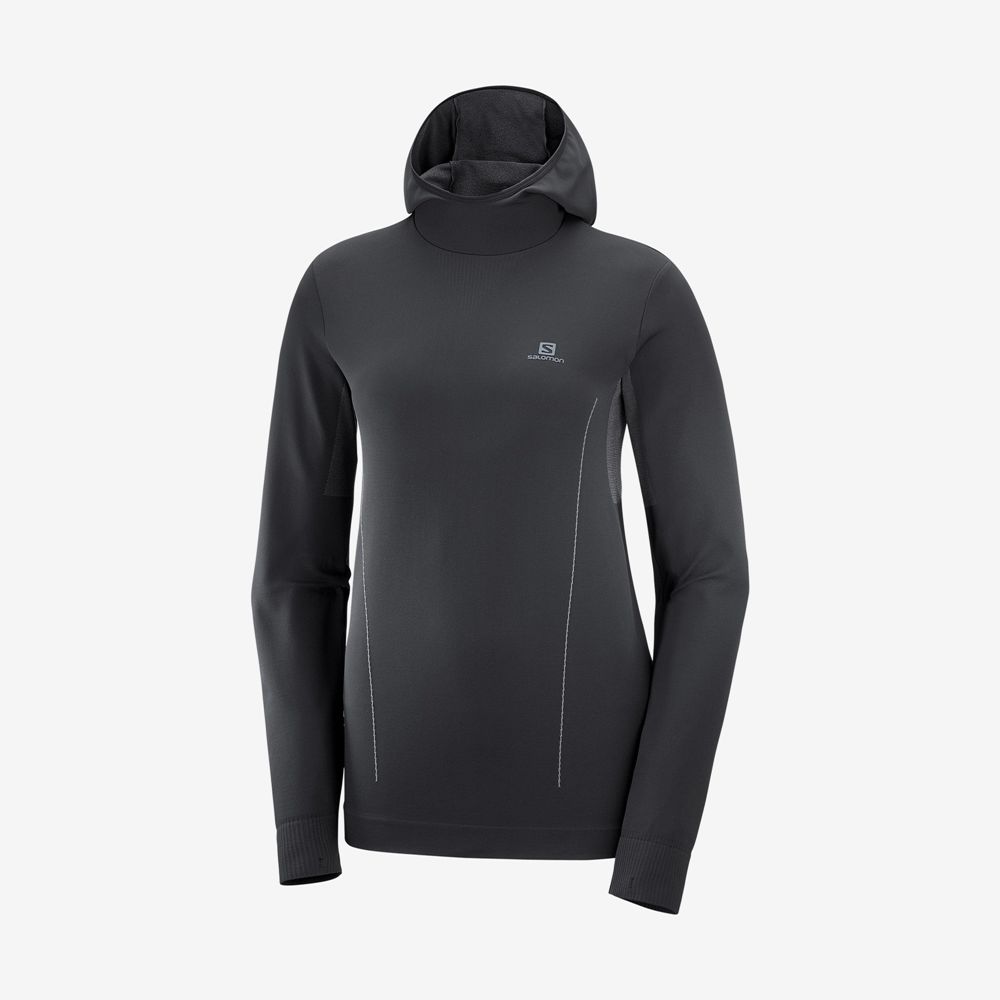 Women's Salomon ESSENTIAL SEAMLESS Midlayers Black | BLONWC-524