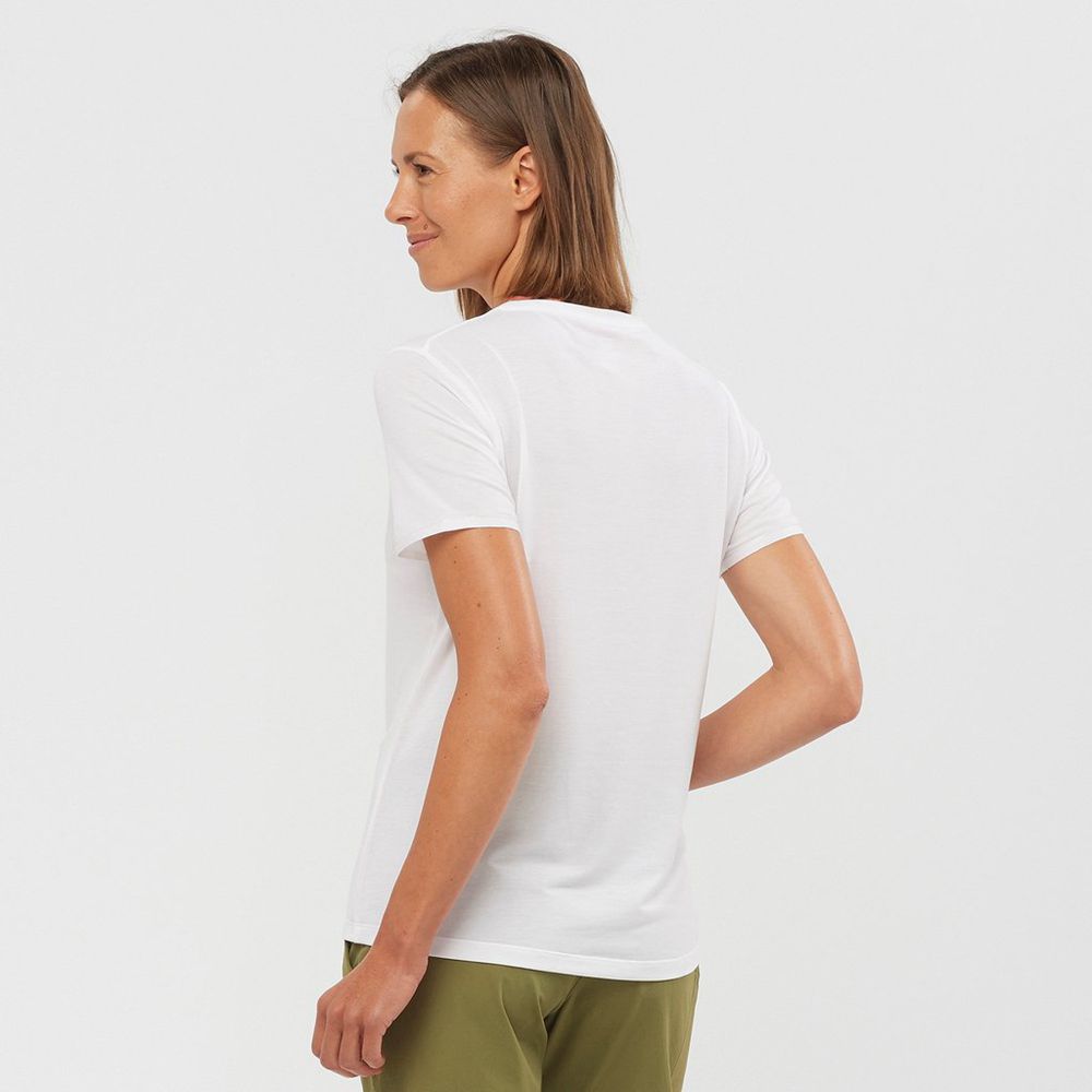 Women's Salomon ESSENTIAL SLEEVE T Shirts White | KCUGIZ-013