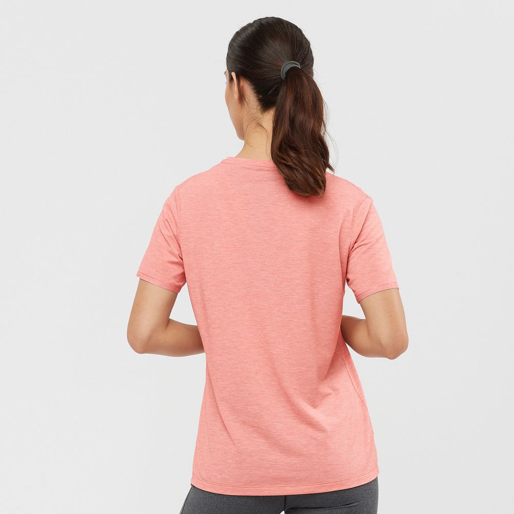 Women's Salomon ESSENTIAL TENCEL T Shirts Coral | CRHSPK-361