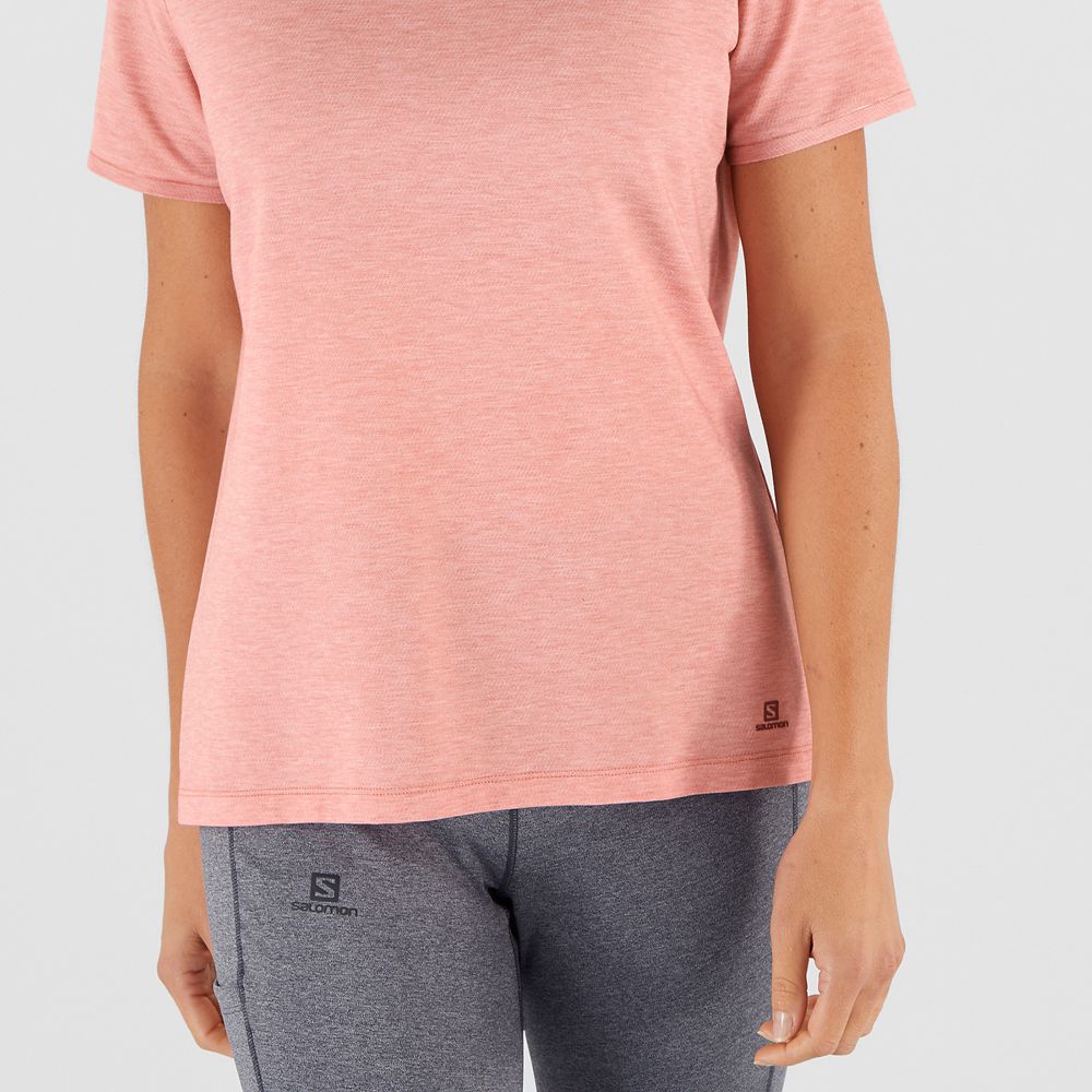 Women's Salomon ESSENTIAL TENCEL T Shirts Coral | CRHSPK-361