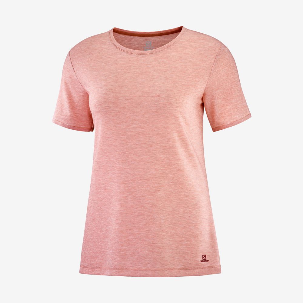 Women's Salomon ESSENTIAL TENCEL T Shirts Coral | CRHSPK-361