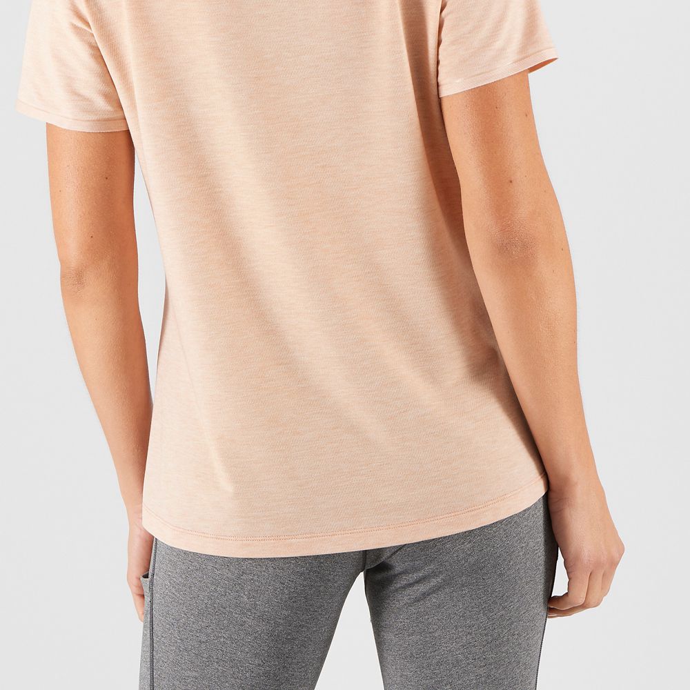 Women's Salomon ESSENTIAL TENCEL T Shirts Beige | VBEMDX-409