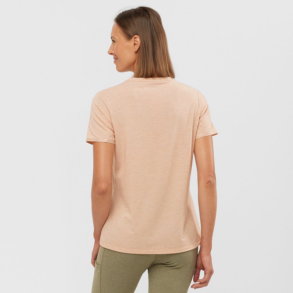Women's Salomon ESSENTIAL TENCEL T Shirts Beige | VBEMDX-409