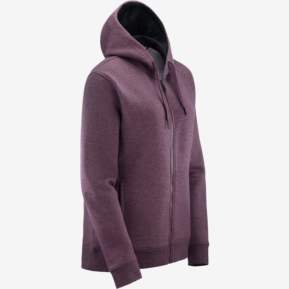 Women's Salomon ESSENTIAL WARM Jacket Hoodie Midlayers Burgundy | VYGTPE-541