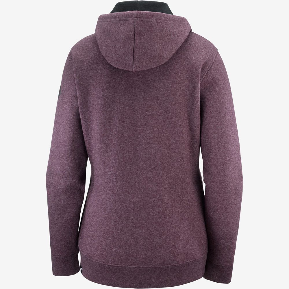 Women's Salomon ESSENTIAL WARM Jacket Hoodie Midlayers Burgundy | VYGTPE-541