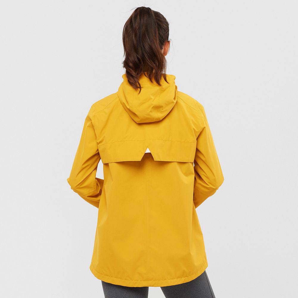 Women's Salomon ESSENTIAL WATERPROOF 2L Jackets Yellow | 0241YOAGB