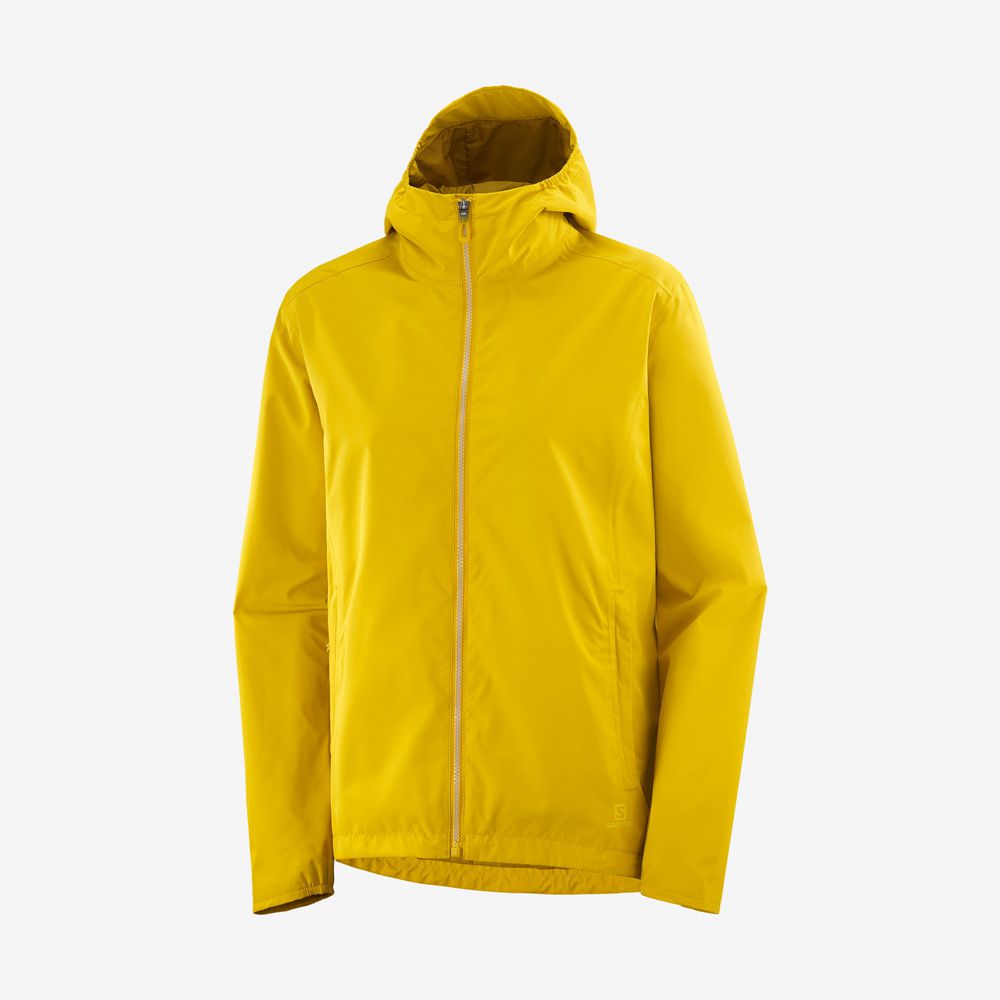 Women's Salomon ESSENTIAL WATERPROOF 2L Jackets Yellow | 0241YOAGB