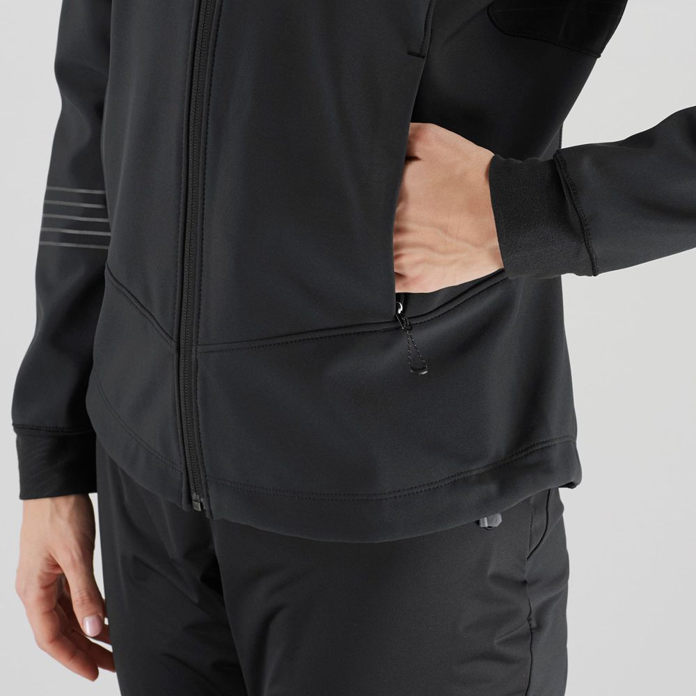Women's Salomon LIGHTNING WARM SSHELL JKT W Waterproof Jackets Black | 9786IWGYR