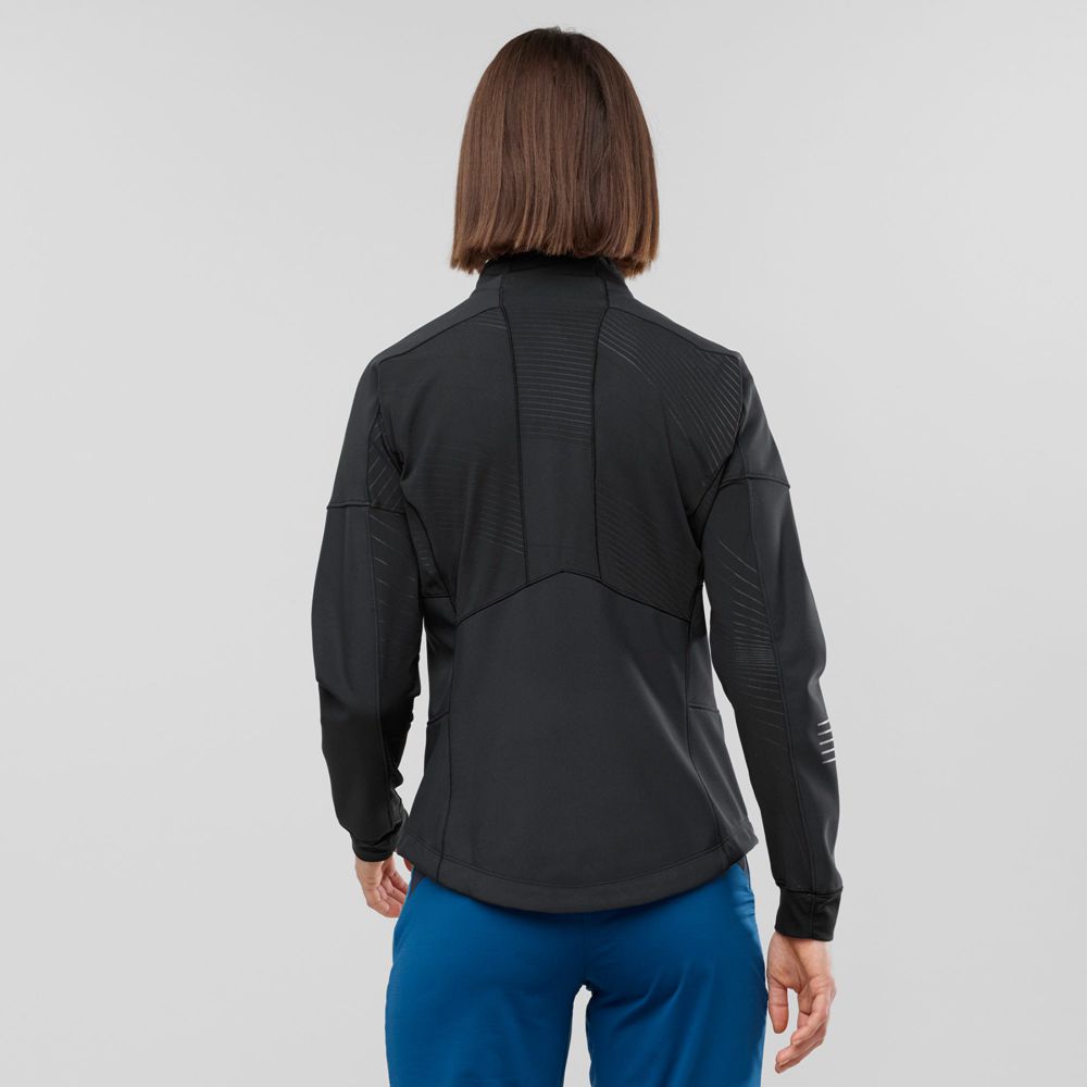 Women's Salomon LIGHTNING WARM SSHELL JKT W Waterproof Jackets Black | 9786IWGYR
