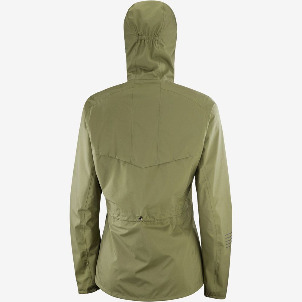 Women's Salomon LIGHTNING WATERPROOF Jackets Olive | TSPVIA-508