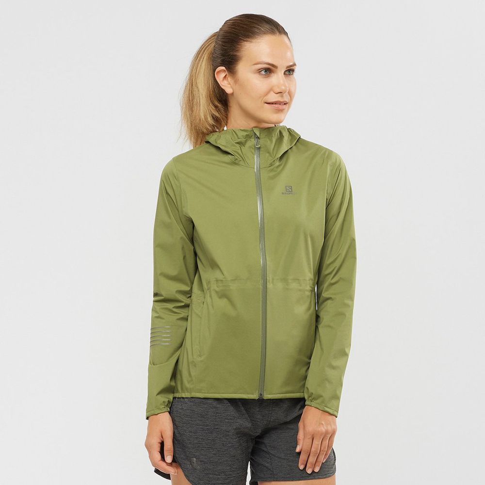 Women\'s Salomon LIGHTNING WATERPROOF Jackets Olive | TSPVIA-508