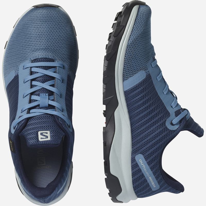 Women's Salomon OUTBOUND PRISM GORE-TEX Hiking Shoes Blue | TVXJZH-670