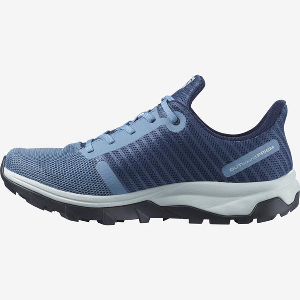 Women's Salomon OUTBOUND PRISM GTX Hiking Shoes Blue / Dark Denim | CTMHFW-680