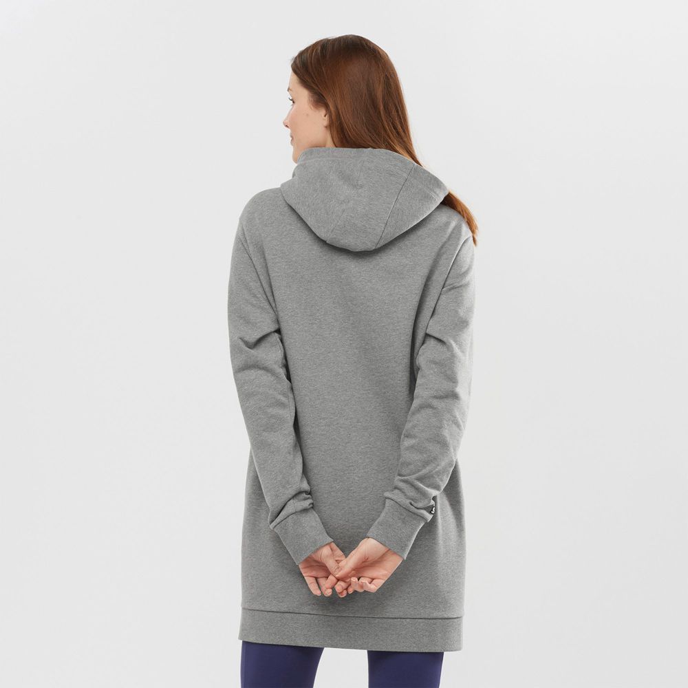 Women's Salomon OUTLIFE DRESS W Dress Hoodie Mid Grey | AZNOTP-603