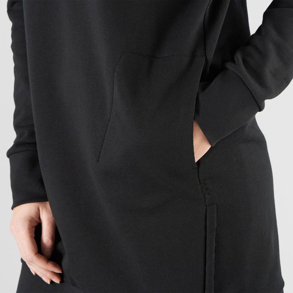 Women's Salomon OUTLIFE DRESS W Dress Hoodie Black | XMJKFC-513