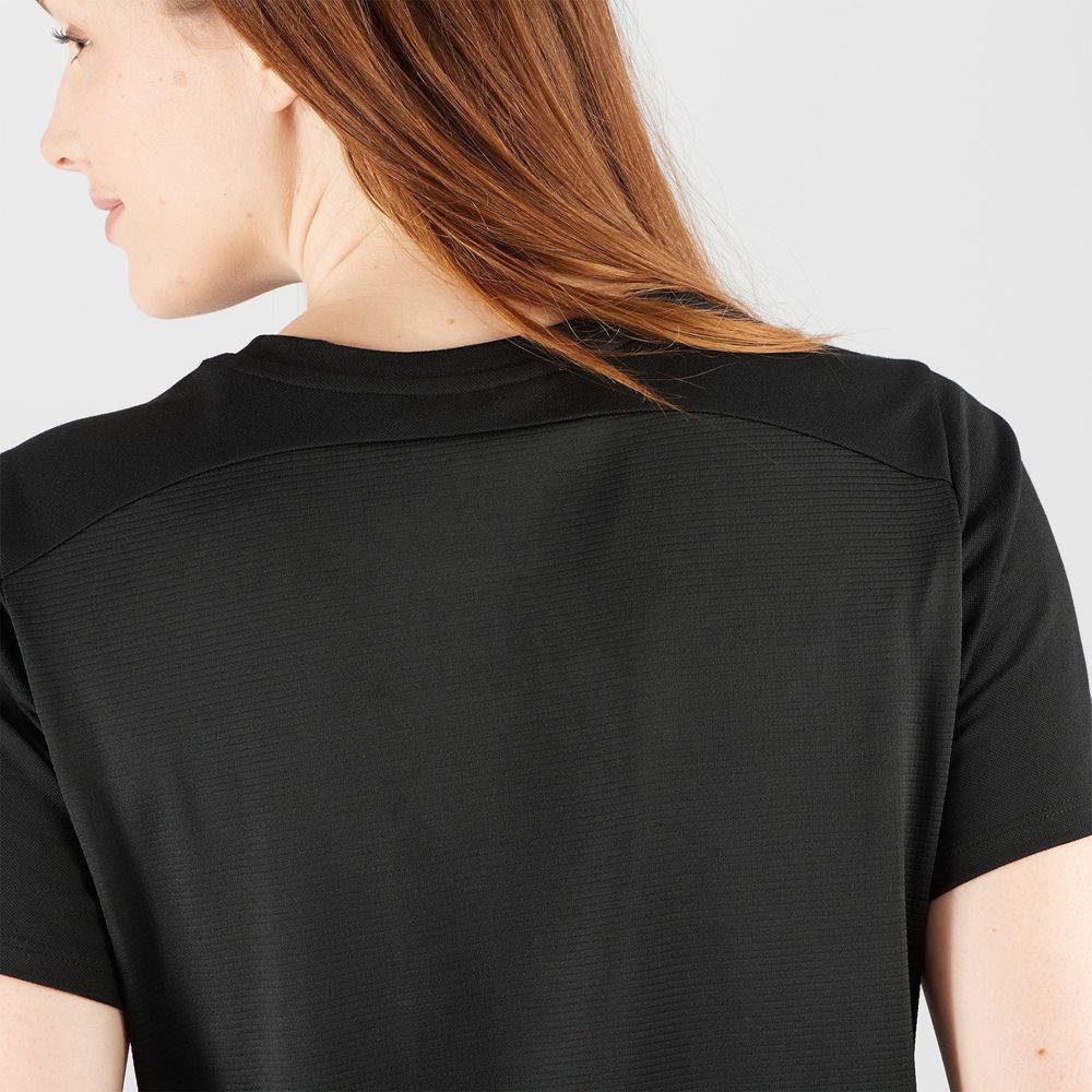 Women's Salomon OUTLIFE LAYERING W Short Sleeve T Shirts Black | DJANZY-604