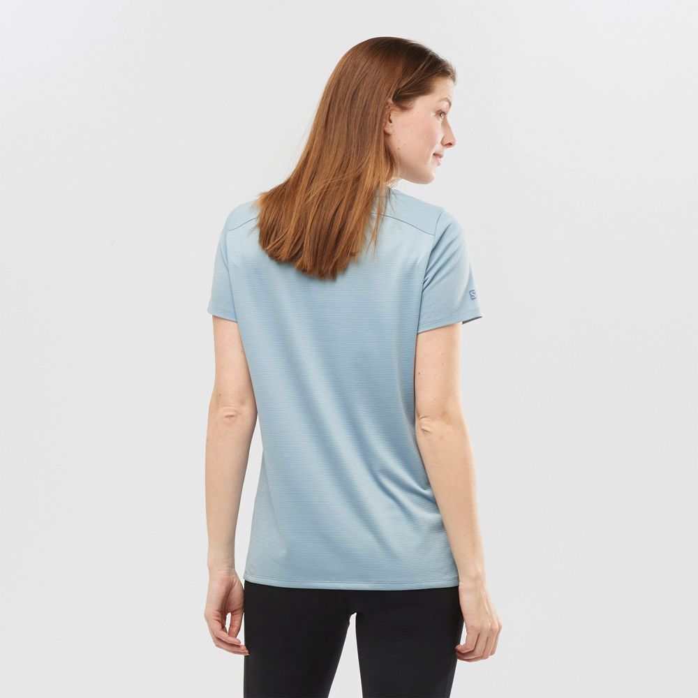 Women's Salomon OUTLIFE LAYERING W Short Sleeve T Shirts Ashley Blue | GFXKVE-957