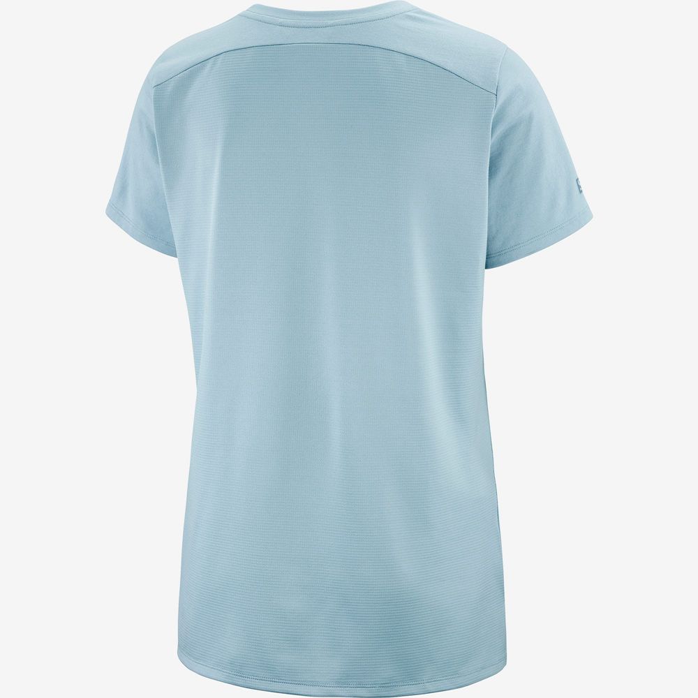 Women's Salomon OUTLIFE LAYERING W Short Sleeve T Shirts Ashley Blue | GFXKVE-957