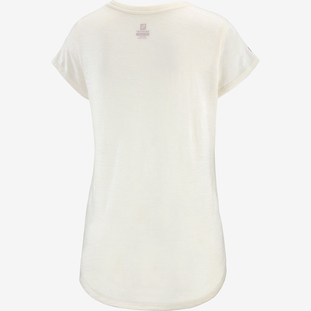 Women's Salomon OUTLIFE MERINO SS W Short Sleeve T Shirts White | QUVHRW-062