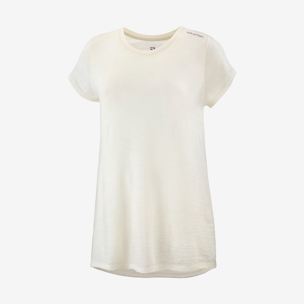 Women's Salomon OUTLIFE MERINO SS W Short Sleeve T Shirts White | QUVHRW-062