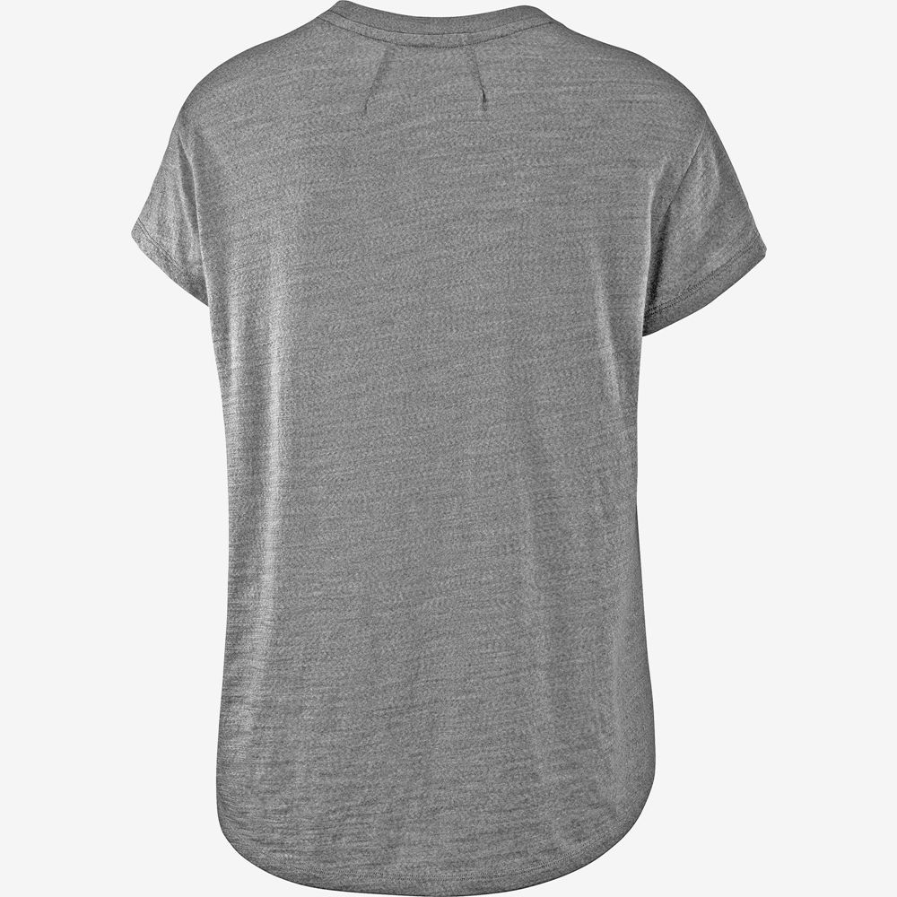 Women's Salomon OUTLIFE MERINO SS W Short Sleeve T Shirts Mid Grey | XYQSOU-863