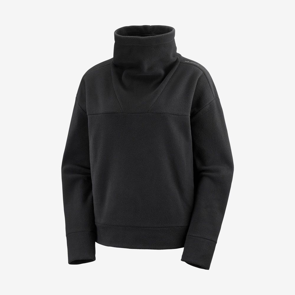 Women's Salomon OUTLIFE MIDLAYER W Crewneck Pullover Black | QIXYJO-019