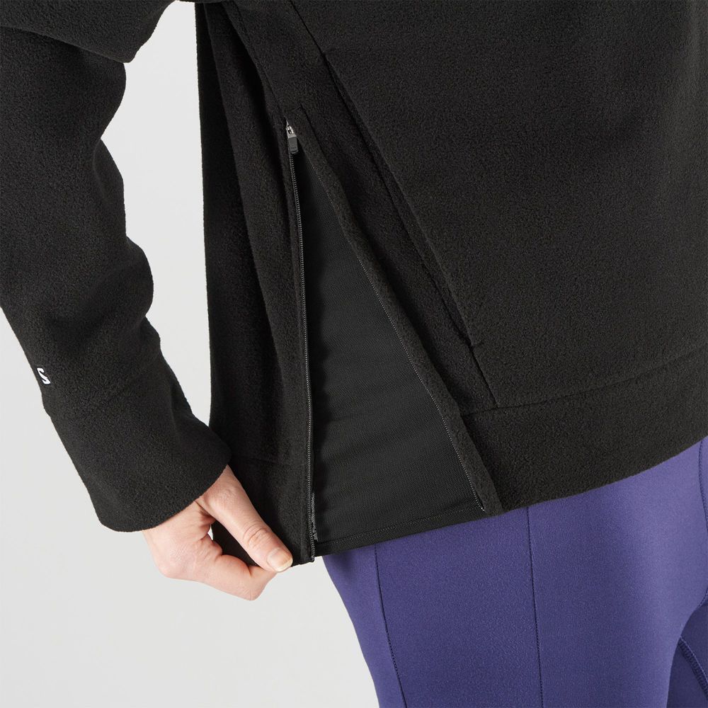 Women's Salomon OUTLIFE MIDLAYER W Crewneck Pullover Black | QIXYJO-019