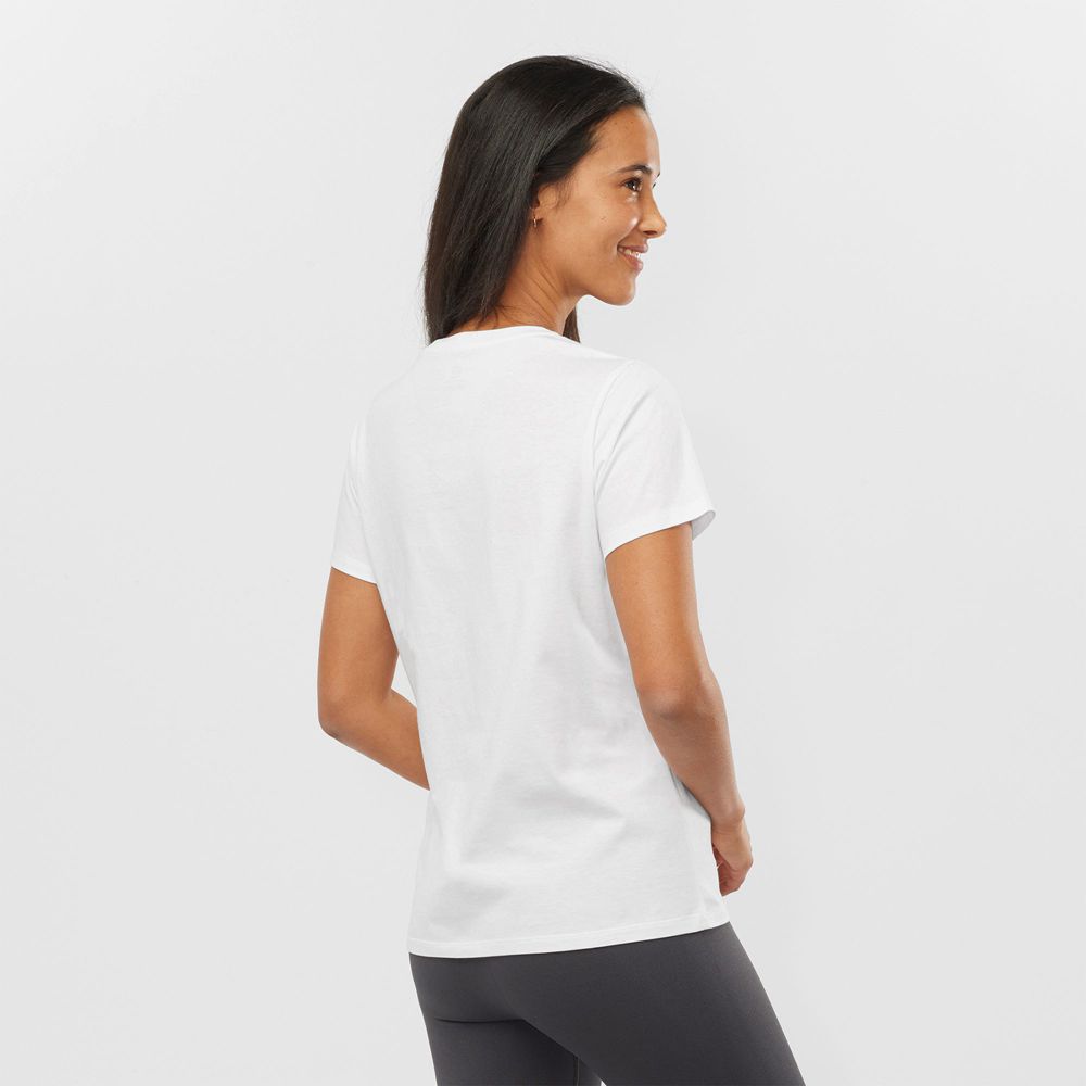 Women's Salomon OUTLIFE SMALL LOGO SS W Short Sleeve T Shirts White | MOSUDP-971