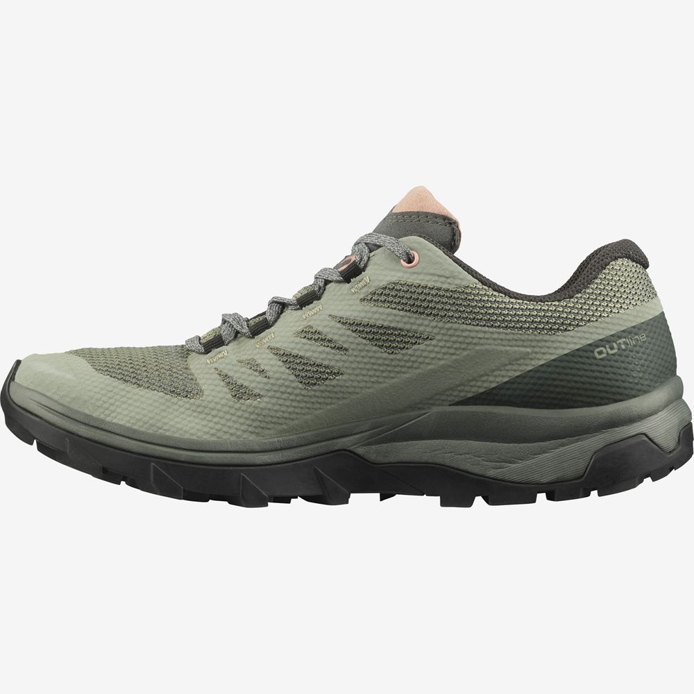 Women's Salomon OUTLINE GORE-TEX Hiking Shoes Olive | OFYIEK-012