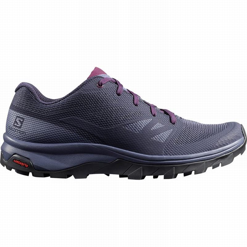 Women's Salomon OUTLINE Hiking Shoes Blue | JLQHNA-652