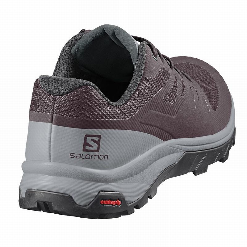 Women's Salomon OUTLINE Hiking Shoes Burgundy / Green | FSJLXD-510