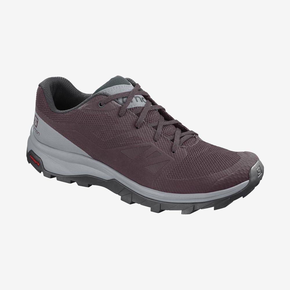 Women's Salomon OUTLINE Hiking Shoes Burgundy | KJPCND-250