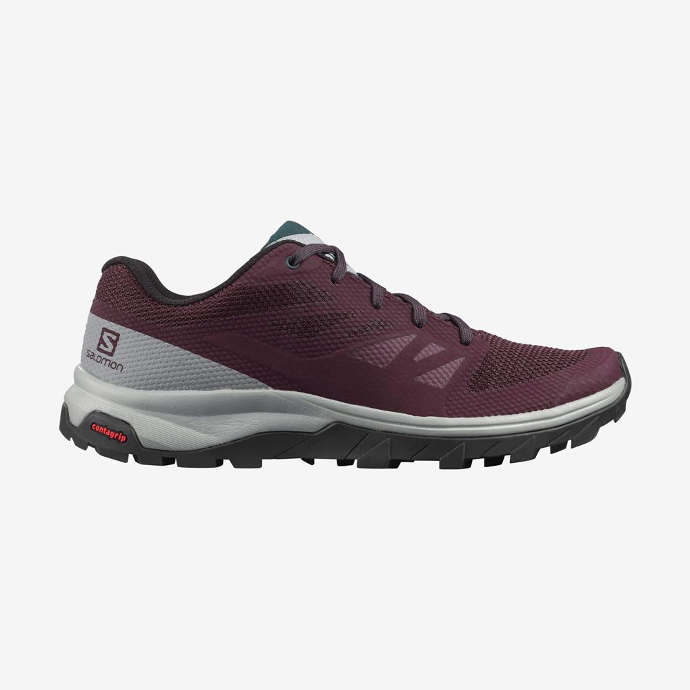 Women\'s Salomon OUTLINE Hiking Shoes Burgundy | KJPCND-250