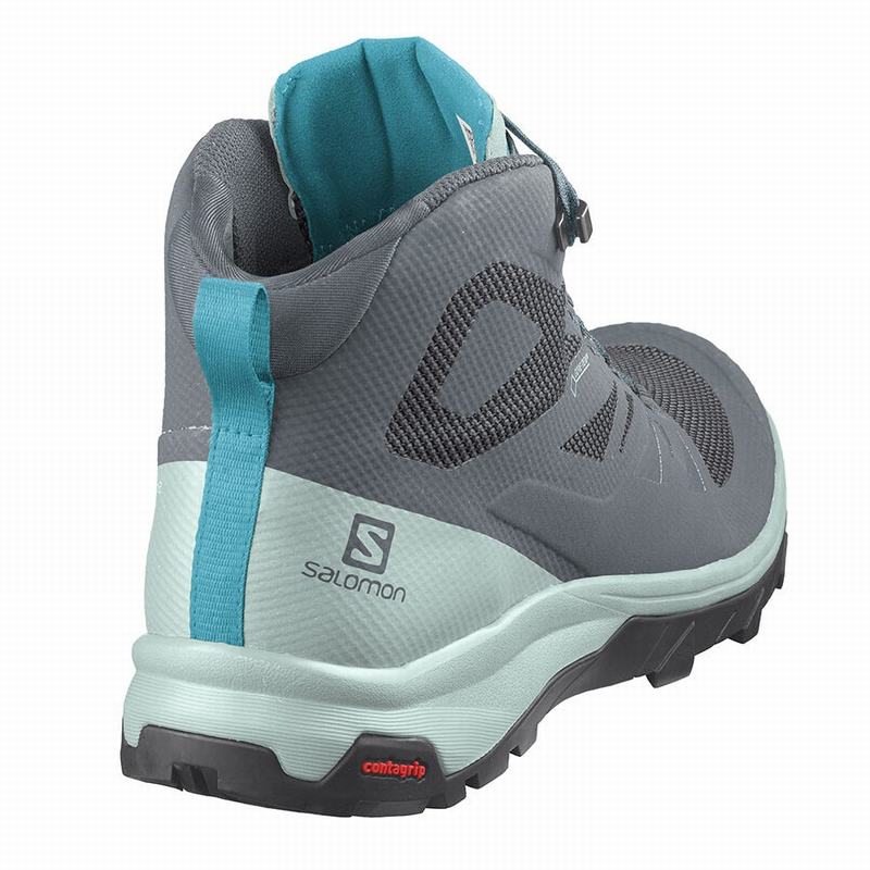 Women's Salomon OUTLINE MID GORE-TEX Hiking Boots Dark Blue / Grey | YRCEIL-548