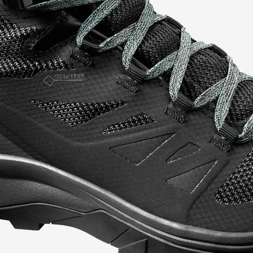 Women's Salomon OUTLINE MID GTX Hiking Shoes Black | LAIKVJ-689