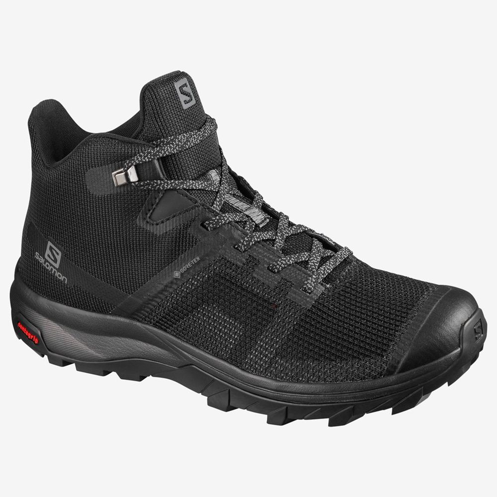 Women's Salomon OUTLINE PRISM MID GTX Hiking Shoes Black | OQEXRS-908