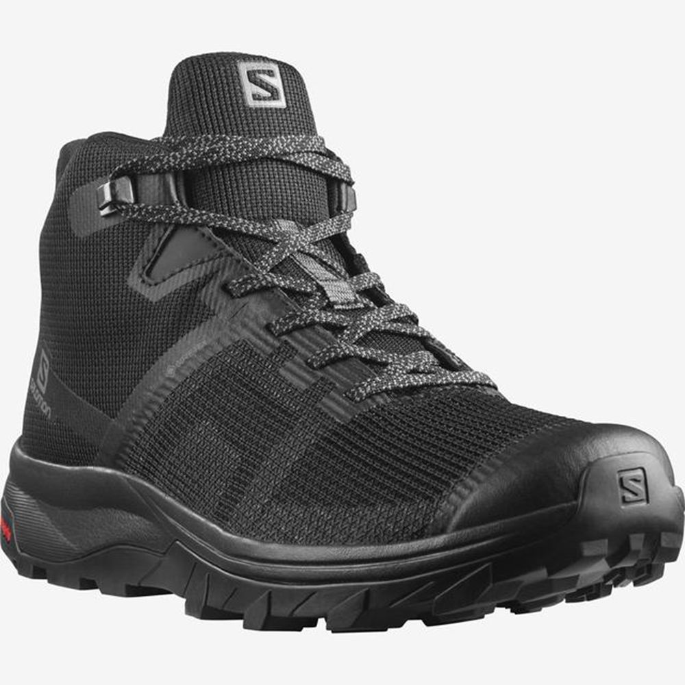 Women's Salomon OUTLINE PRISM MID GTX Hiking Shoes Black | OQEXRS-908