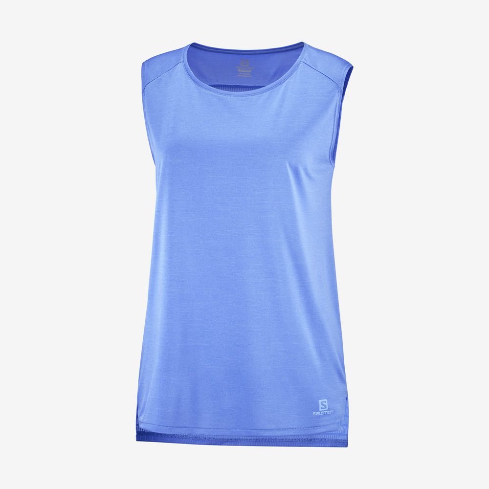 Women's Salomon OUTLINE SUMMER Tank Marina | KRHLMQ-163