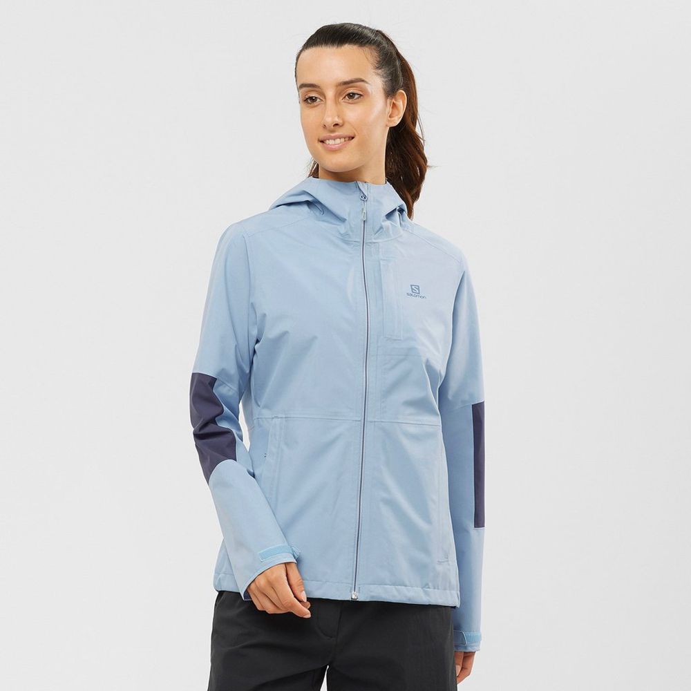 Women\'s Salomon OUTRACK 2.5L WATERPROOF Jackets Blue | JQOESA-753