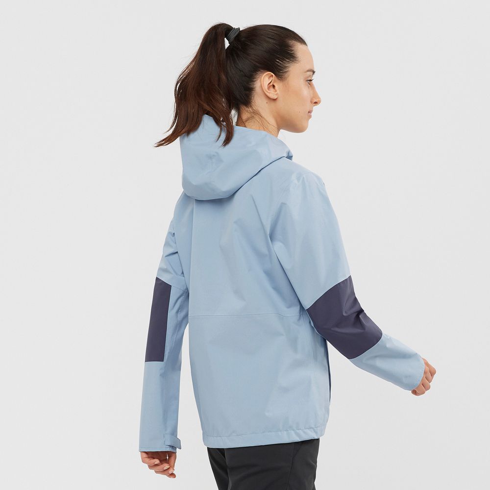 Women's Salomon OUTRACK WATERPROOF 2.5L Jackets Ashley Blue | 8361ANYZH