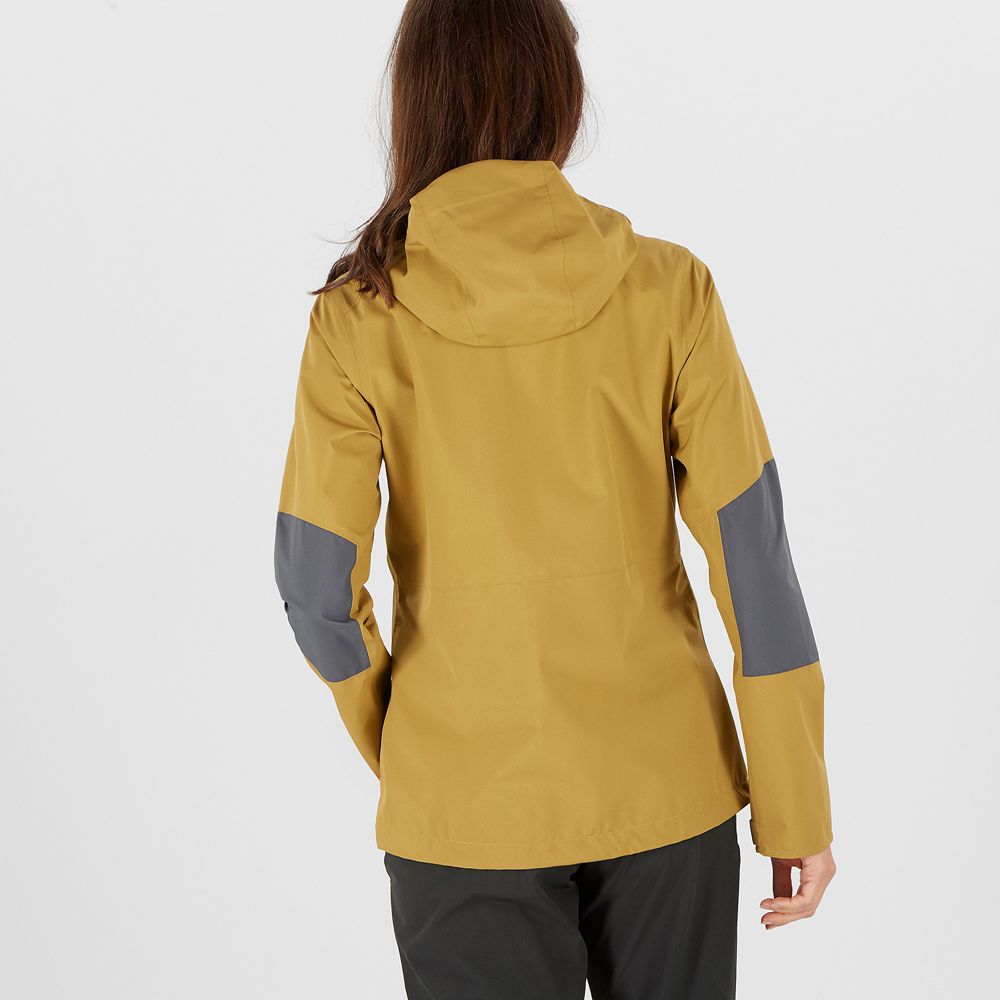 Women's Salomon OUTRACK WATERPROOF 2.5L Jackets Yellow | 8915YONMT