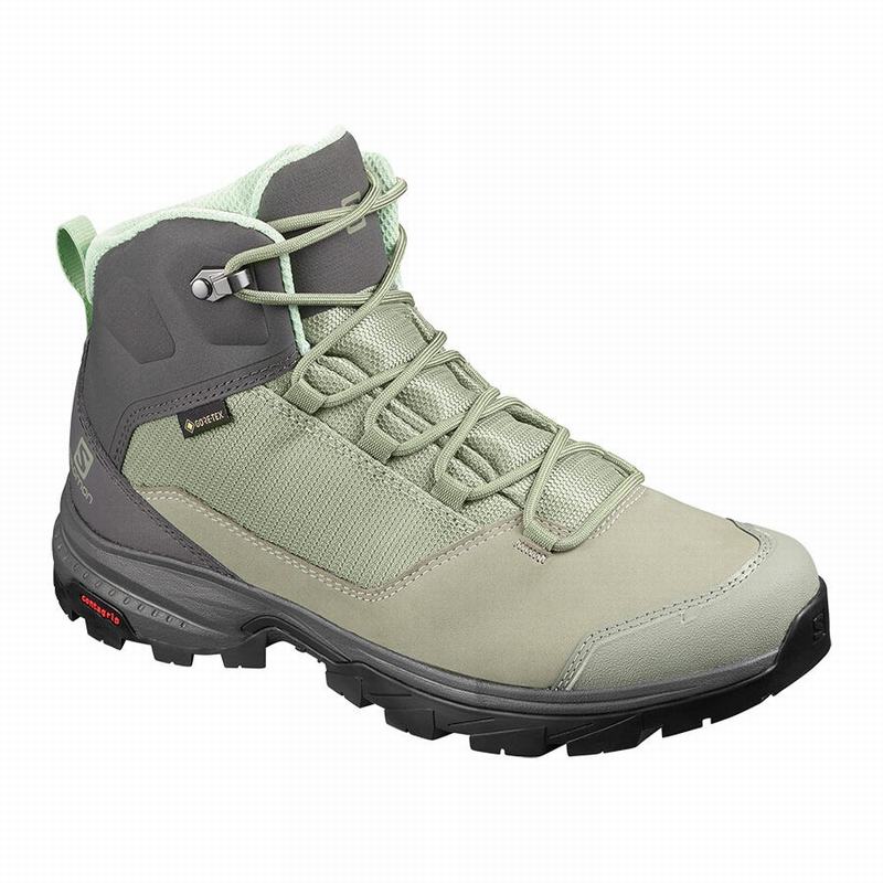 Women\'s Salomon OUTWARD GORE-TEX Hiking Boots Green / Grey | LHSBEZ-307