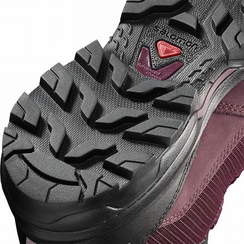 Women's Salomon OUTWARD GORE-TEX Hiking Boots Burgundy / Black | MKHGTZ-809