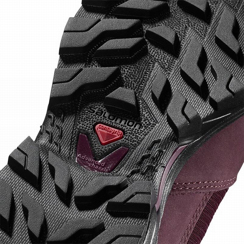 Women's Salomon OUTWARD GORE-TEX Hiking Boots Burgundy / Black | MKHGTZ-809