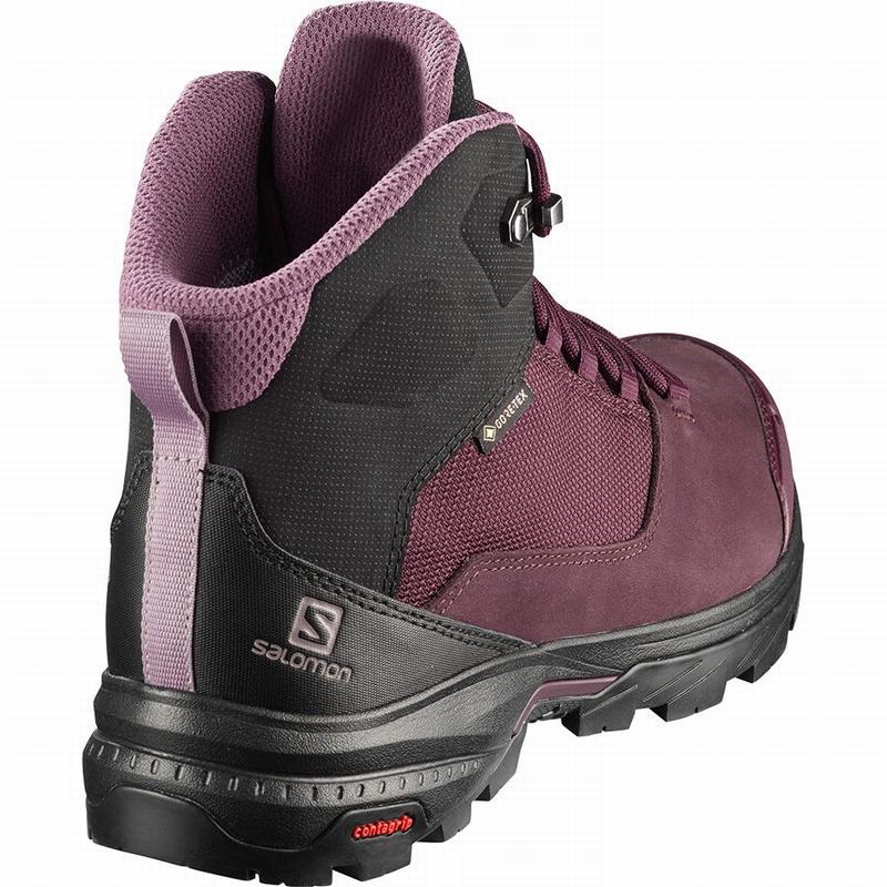 Women's Salomon OUTWARD GORE-TEX Hiking Boots Burgundy / Black | MKHGTZ-809