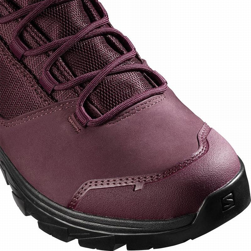 Women's Salomon OUTWARD GORE-TEX Hiking Boots Burgundy / Black | MKHGTZ-809