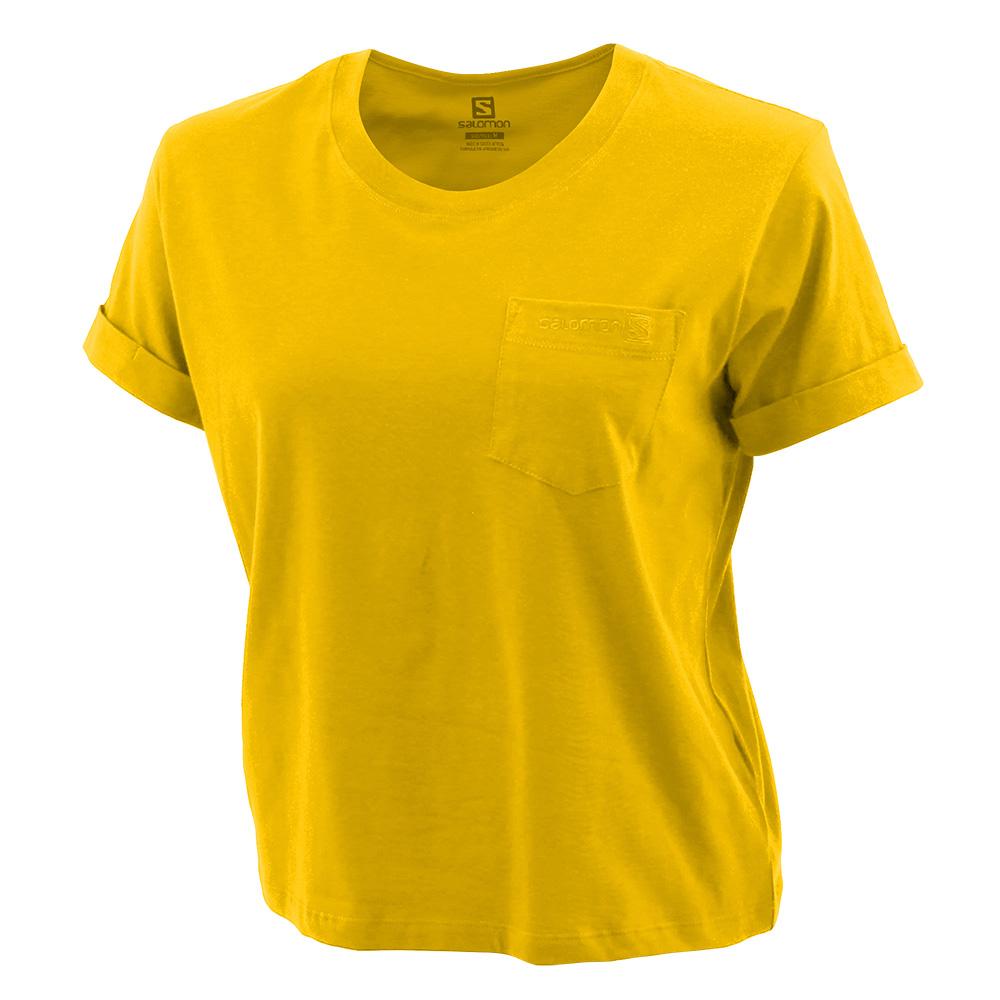 Women\'s Salomon POCKET SS W T Shirts Yellow | EHUXLP-398