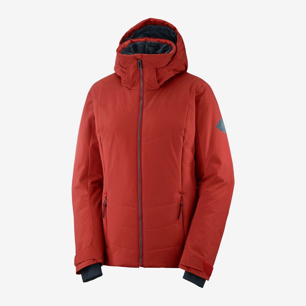 Women's Salomon PREVAIL W Ski Jackets Red | PEKOJF-495