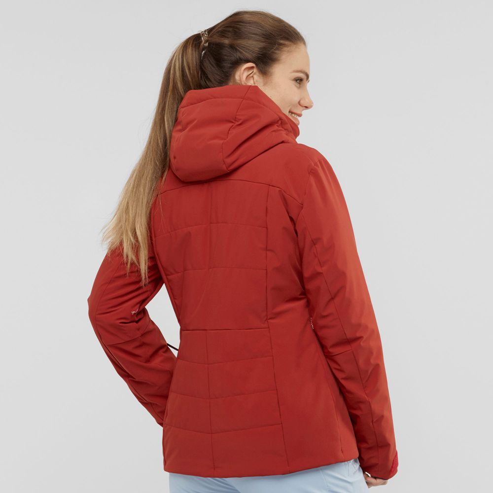 Women's Salomon PREVAIL W Ski Jackets Red | PEKOJF-495