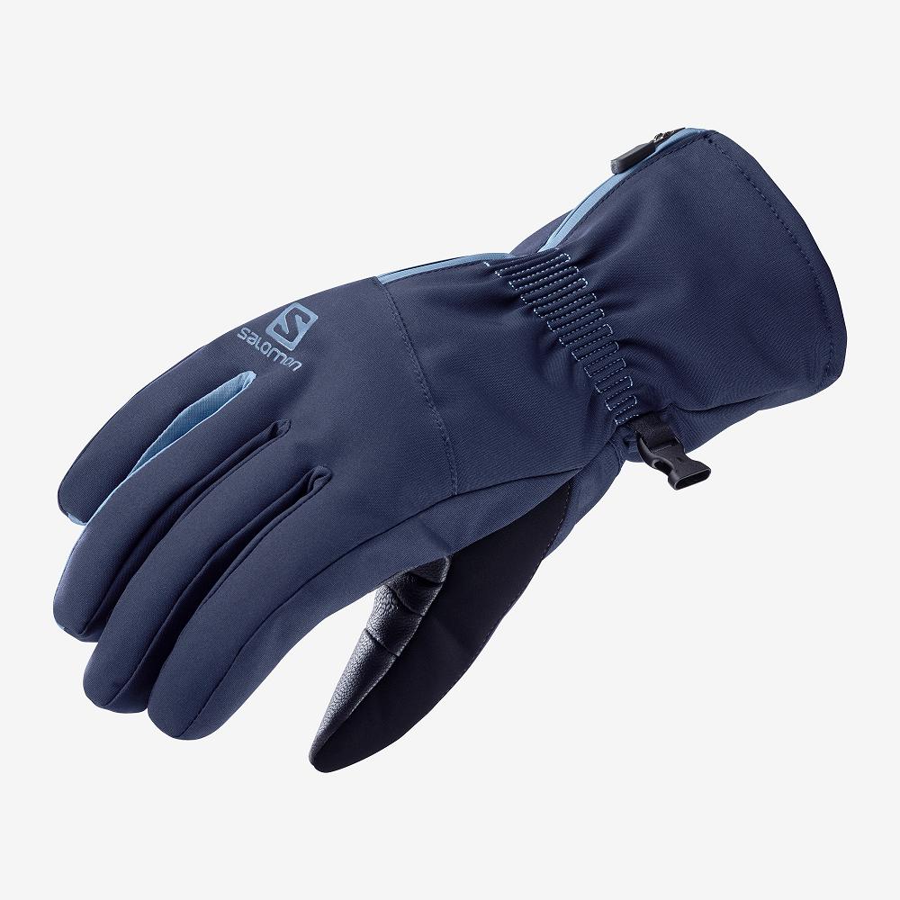 Women's Salomon PROPELLER DRY W Gloves Navy | RGNAIZ-254